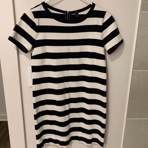 Navy and cream stripe mini dress